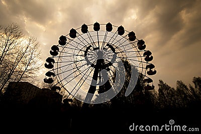 Ferris wheel in amusement park in Pripyat Stock Photo