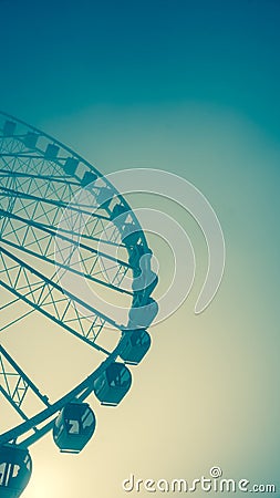 Ferris wheel on a cold misty morning Stock Photo