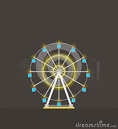 Ferris wheel in the flat style vector Vector Illustration