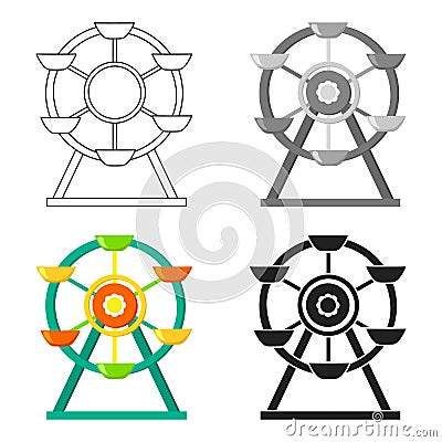 Ferris wheel icon in cartoon style isolated on white background. Play garden symbol stock vector illustration. Vector Illustration