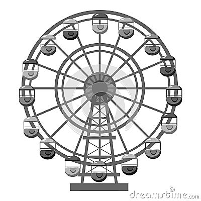 Ferris wheel icon, gray monochrome style Vector Illustration