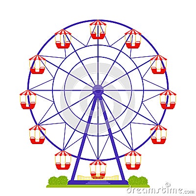 Ferris wheel isolated. Vector illustration. Flat design Vector Illustration