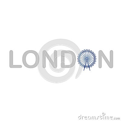 Ferris wheel in London skyline landmark and architectural element Vector Illustration