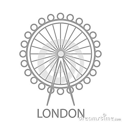 Ferris wheel in London skyline landmark and architectural element in UK Vector Illustration