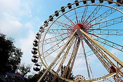 Ferris wheel in one of the parks of the city of Odessa. Stock Photo