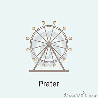 Ferris Wheel at Prater amusement park, Vienna, Austria. International landmark and tourism destination. A fascinating world awaits Vector Illustration