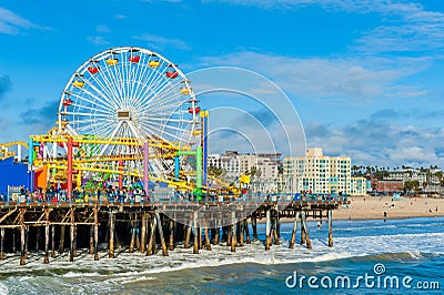 Ferris Wheel on Santa Monica Pier California USA Editorial Stock Photo