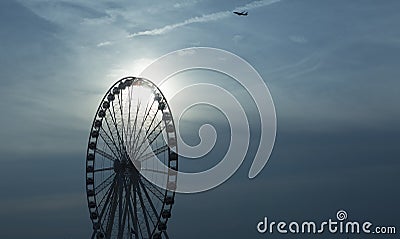 Ferris Wheel At Sunset Stock Photo