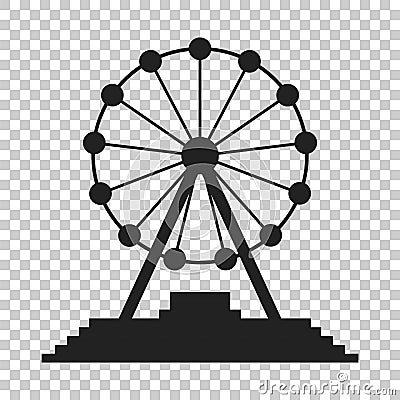 Ferris wheel vector icon. Carousel in park icon. Amusement ride Vector Illustration