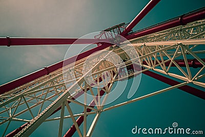 Ferris wheel vintage over blue sky Stock Photo