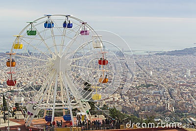 Ferriswheel on Tibidabo amusement park Stock Photo