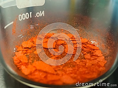 Ferrocene powder, bright orange chemical substance Stock Photo