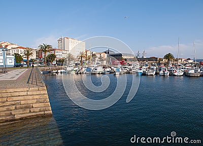 Ferrol pier in a sunny day Stock Photo