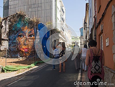 Ferrol - Spain, Street art Meninas of Canido Editorial Stock Photo
