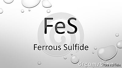 Ferrous sulphide chemical formula on waterdrop background Stock Photo