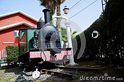 Ferrovia Circumetnea Steam Engine at Catania Borgo Station, Sicily Italy Editorial Stock Photo