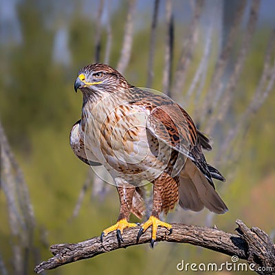 Ferruginous Hawk on branch in Sonoran Desert Stock Photo