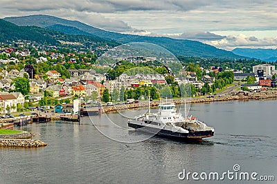 Ferry Arriving in Molde Editorial Stock Photo