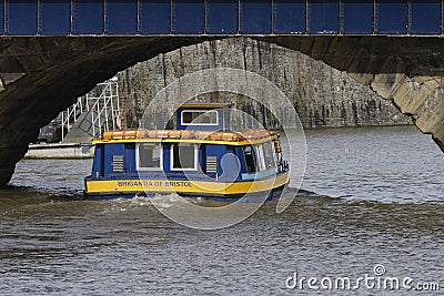Ferry boat Brigantia under Bristol Bridge Editorial Stock Photo