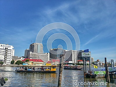 Ferry boat in Chao Phraya River Editorial Stock Photo