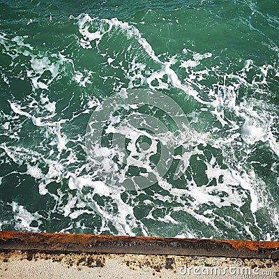 Ocean waves view with spume Stock Photo