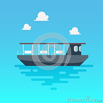 Ferry boat in flat style Vector Illustration