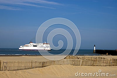 Ferry Boat leaving Calais, France Stock Photo