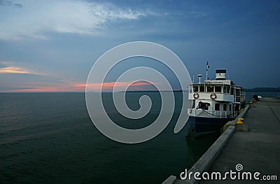 Ferry boat in a Marina / harbour / quay Stock Photo