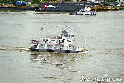 Ferry Boat on Mississippi River in New Orleans Editorial Stock Photo