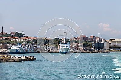 Ferry boat Moby Baby at berth in Piombino seaport, Italy Editorial Stock Photo