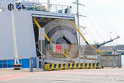 Ferry boat Moby Love in harbor of Piombino, Italy Editorial Stock Photo