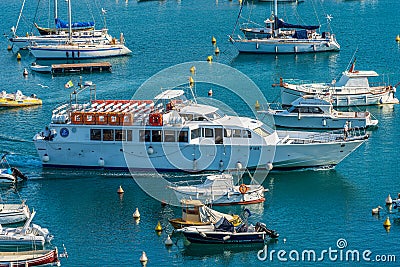 Ferry Boat in Motion in the Port of Lerici - Gulf of La Spezia Italy Editorial Stock Photo