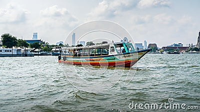 One Of The Ferry Boat Cruising On The Chao Phraya River In Bangkok, Thailand Editorial Stock Photo