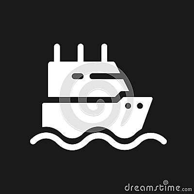 Ferry dark mode glyph ui icon Vector Illustration