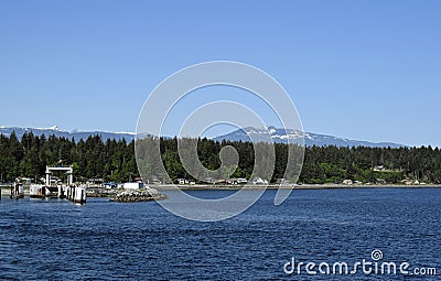 Ferry dock and coastline landscape Little River Comox Stock Photo