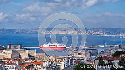 Ferry Exiting Marseilles Old Harbor Editorial Stock Photo