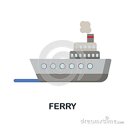 Ferry flat icon. Colored element sign from public transport collection. Flat Ferry icon sign for web design Vector Illustration