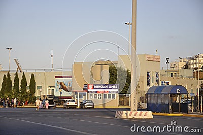 Heraklion, september 5th: Ferry Harbor Buildings from Heraklion the Capital of Crete island in Greece Editorial Stock Photo