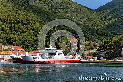 Ferry in Kotor Bay Editorial Stock Photo