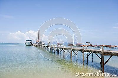 Ferry moored at Na Pra Lan Pier, Koh Samui, Thailand Stock Photo