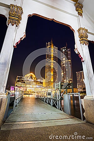 Ferry Pier from Wat Muang Khae to ICONSIAM Shopping Center Editorial Stock Photo