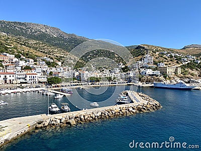 Ferry port in Greece Stock Photo