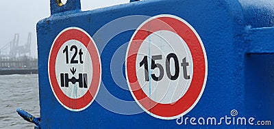 Ferry roadsigns in Bad weather in Netherland Stock Photo