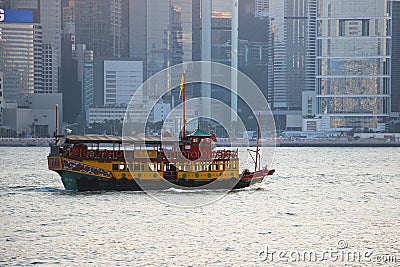 The ferry sails on the sea Stock Photo