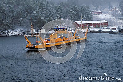Ferry ship Fragancia on line in Stockholm archipelago Editorial Stock Photo