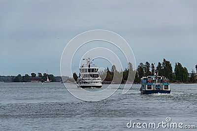 Ferry to Suomenlinna Sveaborg - inhabited sea fortress Editorial Stock Photo