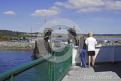 Ferryboat docking Stock Photo