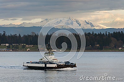 Ferryboat and Mt. Baker Stock Photo