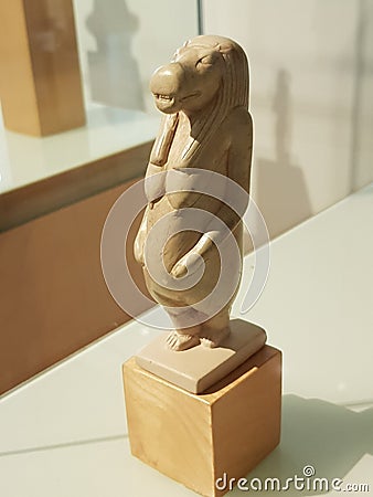 Fertility Goddess egyptian statue in Barcelona museum Editorial Stock Photo