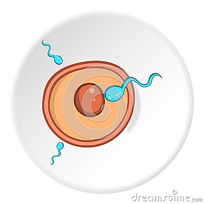 Fertilization of egg icon, cartoon style Vector Illustration